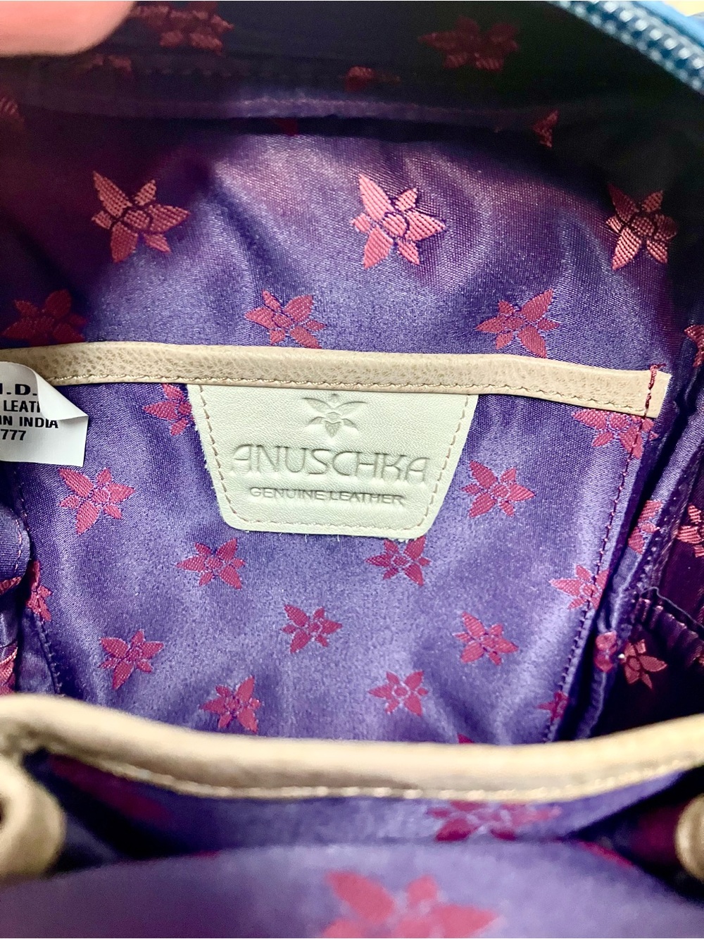 Anuschka Hand-Painted Moonlight Capri - Blue Floral & Coastal Dome Crossbody - Picture 7 of 10